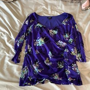 Blue floral print blouse, size XL, Apt. 9 brand